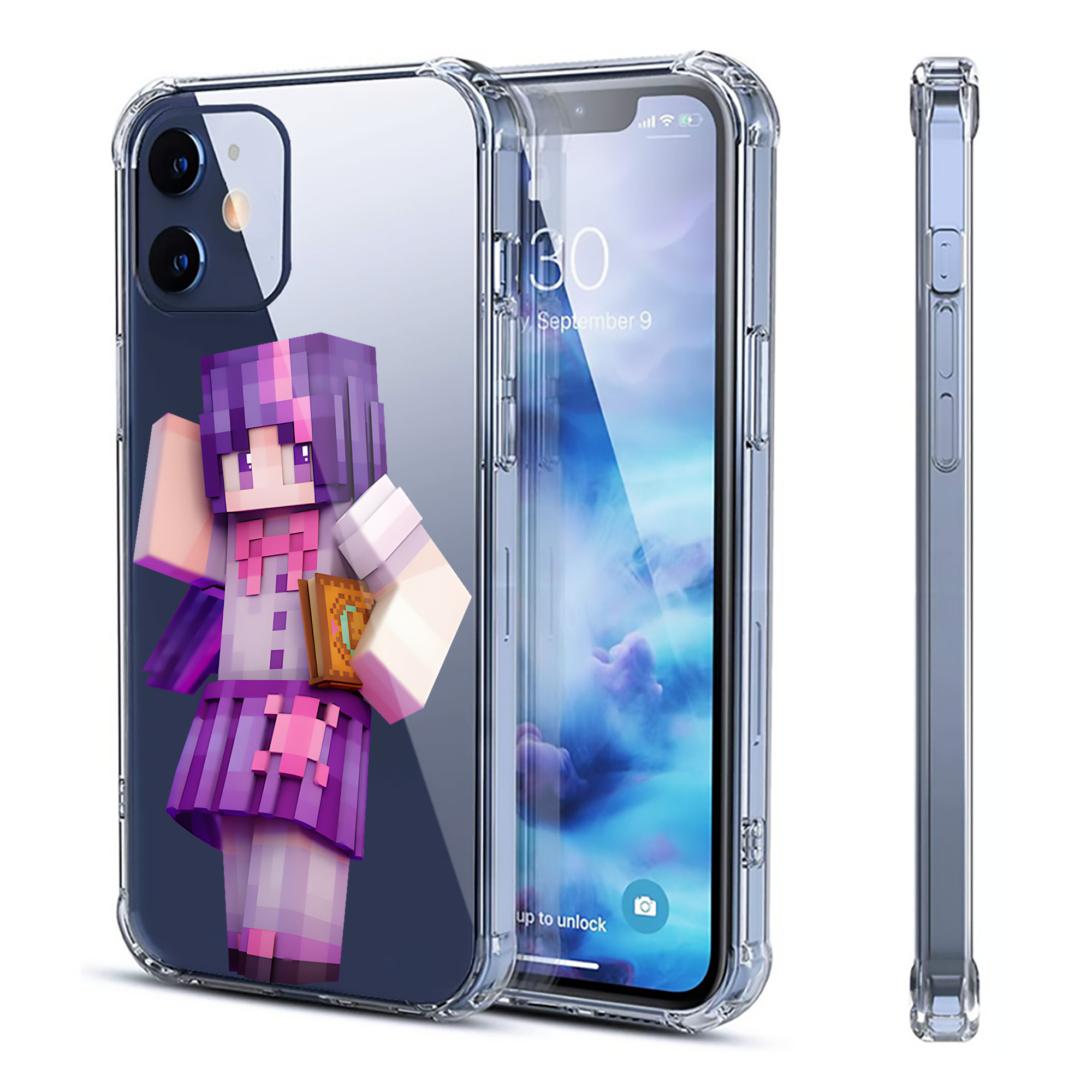 （画像用） マインクラフト ブロックの世界 Minecraft MC Block world 【iPhone 12シリーズ対応】透明スマホケース（クリアソフトケース）